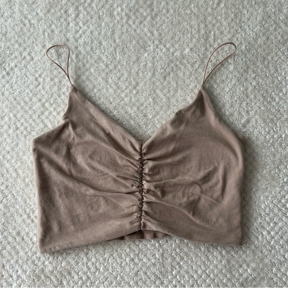 Garage Brown Ruched Crop Camisole